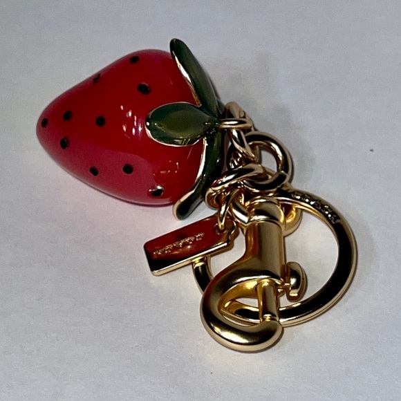 Coach Strawberry Purse Charm and Keychain with Gold Accents Like NEW! - Picture 2 of 6